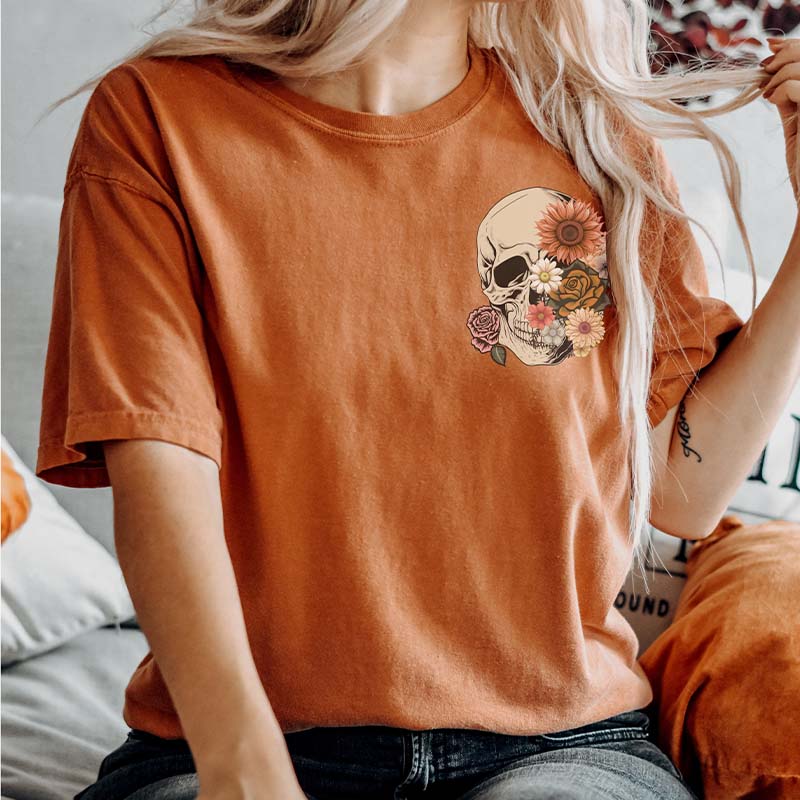 Floral Skull Witchy Botanical Skeleton T-Shirt