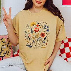 Boho Floral Garden Graphic T-Shirt