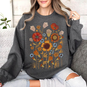 Ladies Floral Field Wildflower Sweatshirt