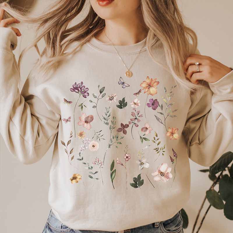 Vintage Trendy Botanical Floral Sweatshirt