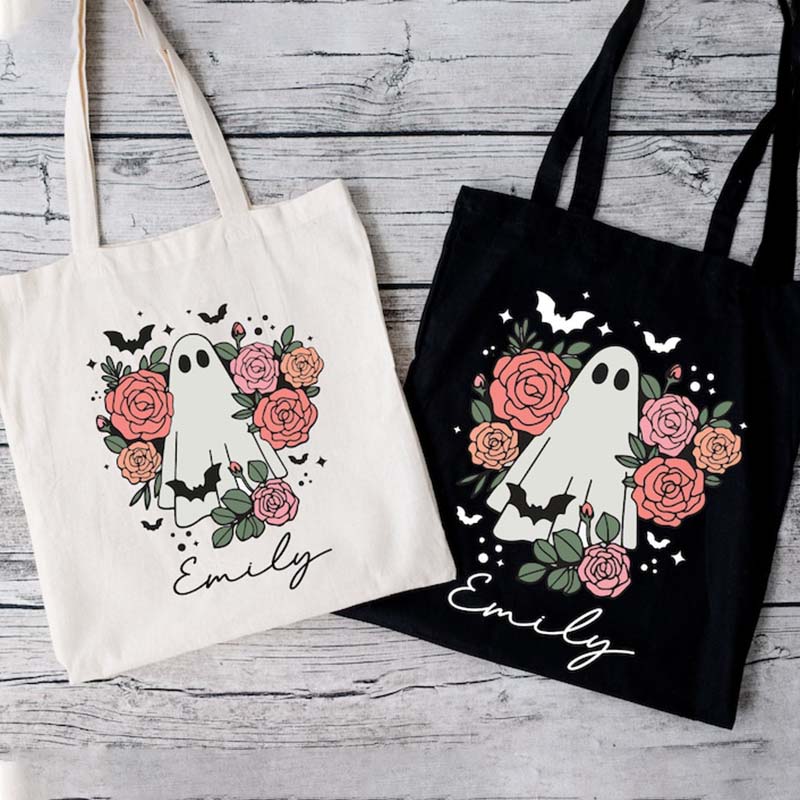 Pink Retro Flower Ghost Halloween Bag