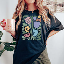 Wavy Tulips Retro Groovy Floral T-Shirt