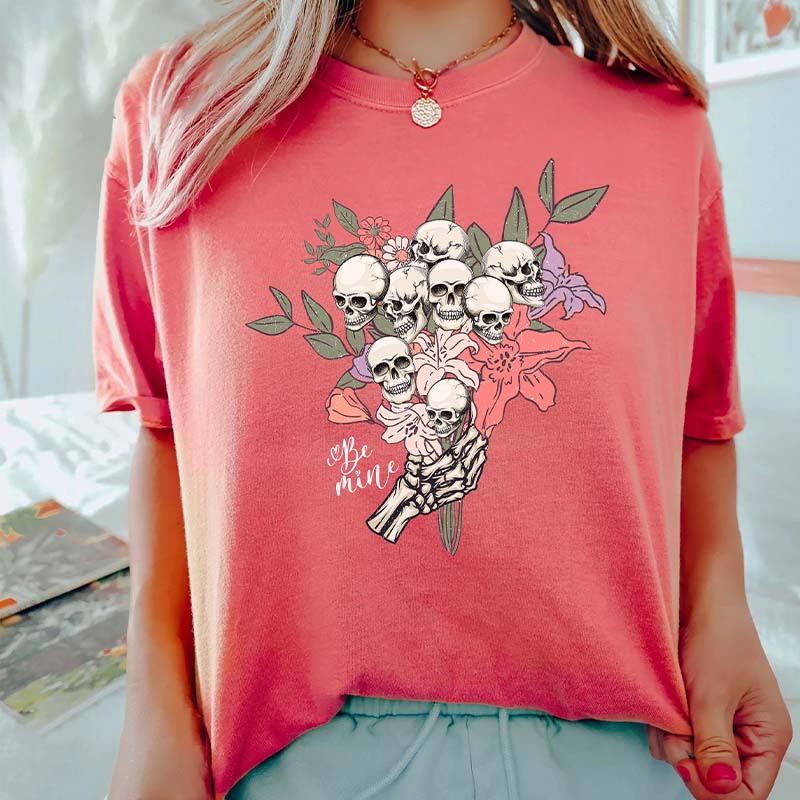 Skull Flowers Be Mine T-Shirt