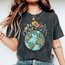 Make Everyday Earth Day Floral Environmental T-Shirt