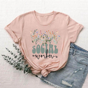 Social Worker Wildflowers T-Shirt