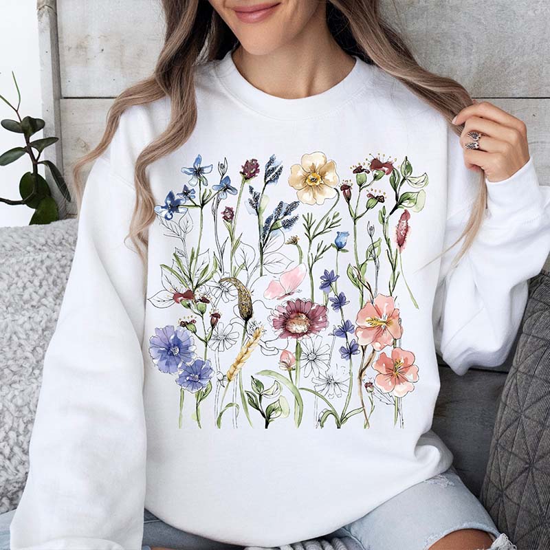 Boho Wildflowers Women Floral Sweatshirt