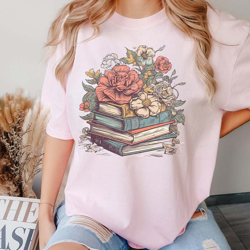 Books and Flowers  Reader Gardening T-Shirt