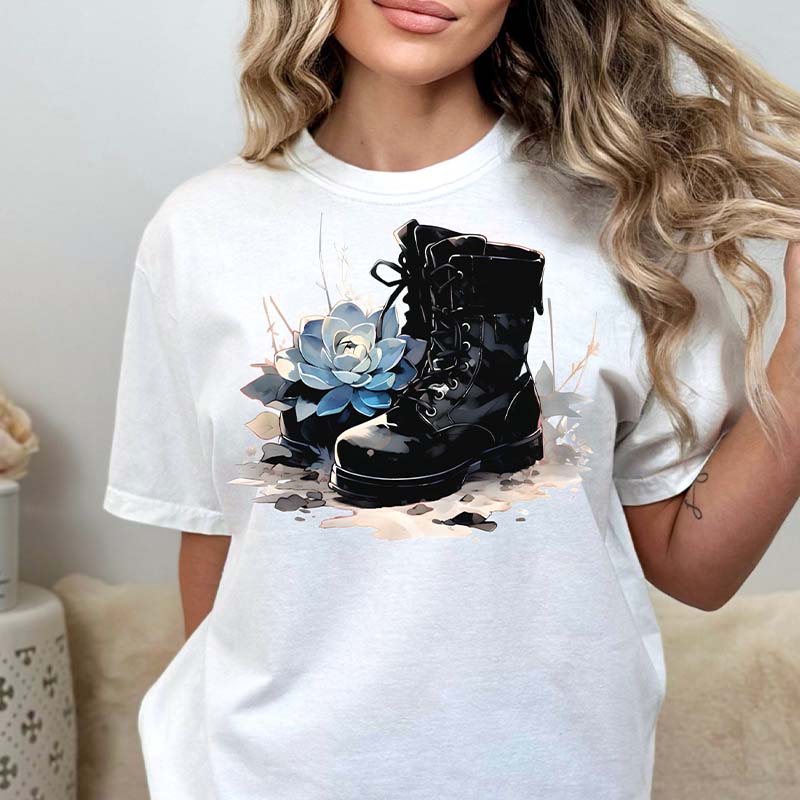 Boot Echeveria Flower T-Shirt