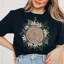 Boho Nature Wildflowers Wood T-Shirt