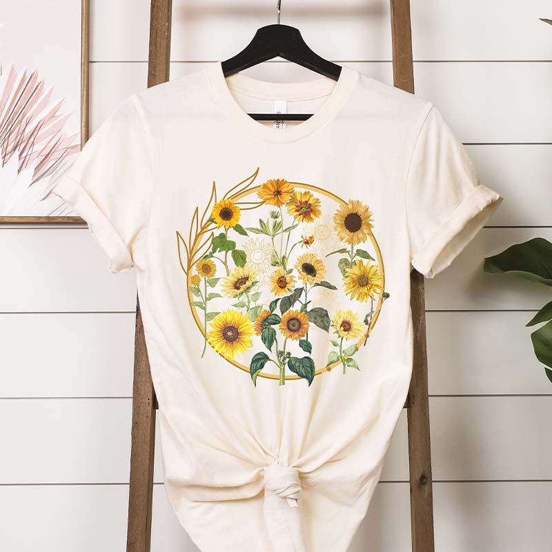 Aestheti Sunflower Floral Graphic Gift T-Shirt