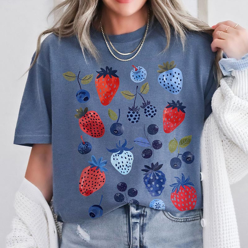 Cute Summer Blueberry Botanical Garden T-Shirt