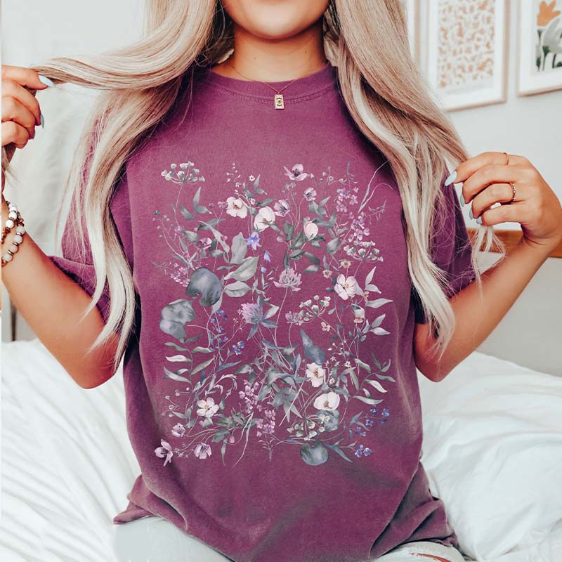 Watercolor Wildflowers Spring Mystic T-Shirt