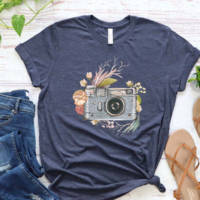 Watercolor Floral Camera  Photo Lover T-Shirt