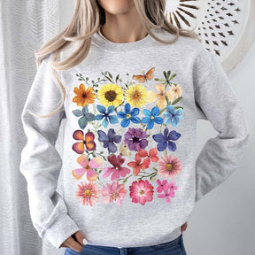 Bright Pressed Flowers Sweatshirt