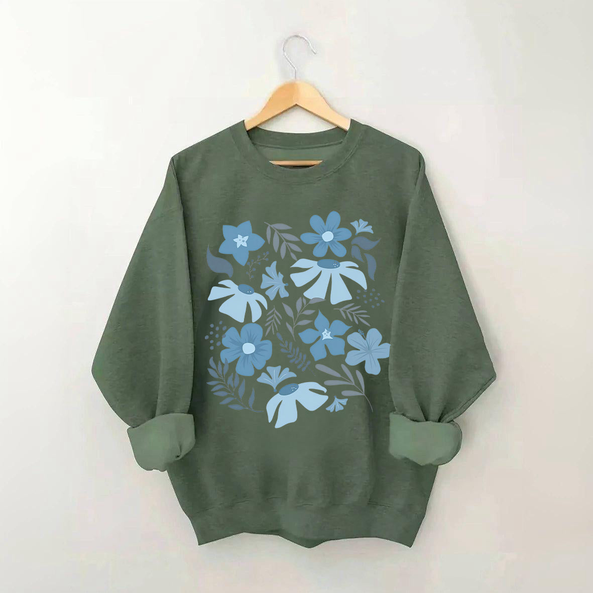 Blue Flower Market Botanical Sweatshirt