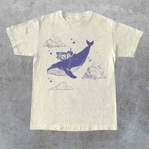 Whale With Butterfly Wings Vintage T -Shirt