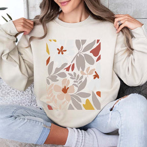 Boho White Flower Minimalist Sweatshirt