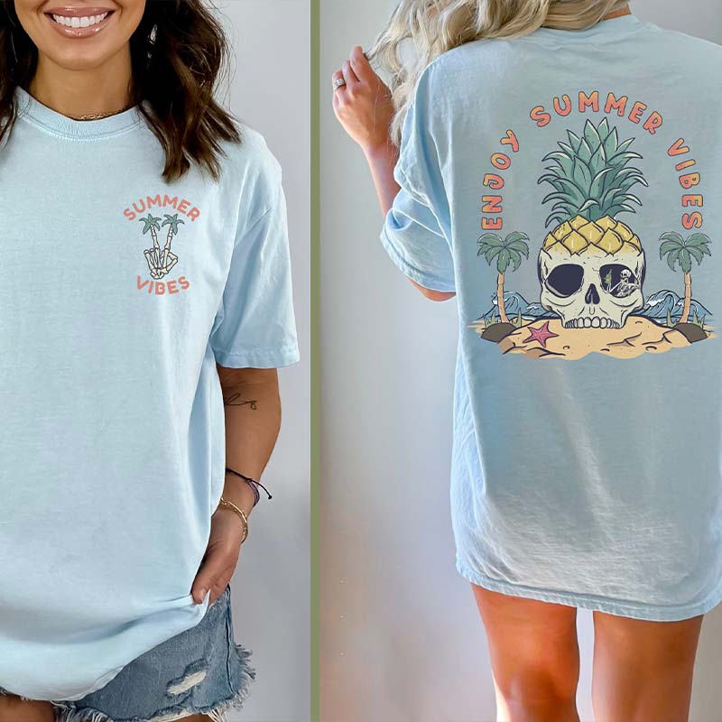 Beach Skeleton Pineapple Summer Vibes T-Shirt