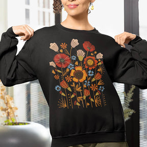 Ladies Floral Field Wildflower Sweatshirt