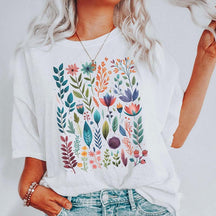 Boho Watercolor Folk Flowers T-Shirt