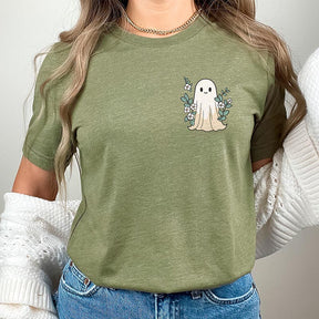 Floral Ghost Halloween Pocket T-Shirt