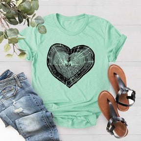 Tree Trunk Heart Wood Slice T-Shirt