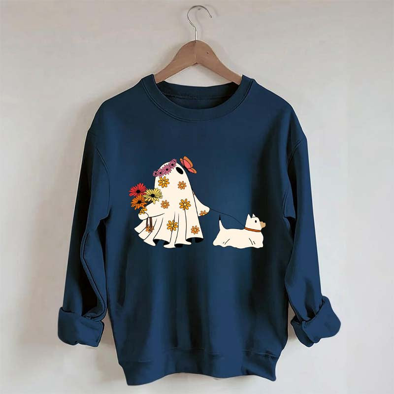 Cute Ghost Walking Dog Sweatshirt