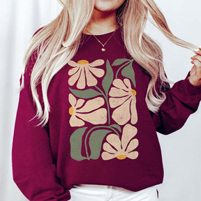 Women Floral Minimalist Flower Print Sweatshirt