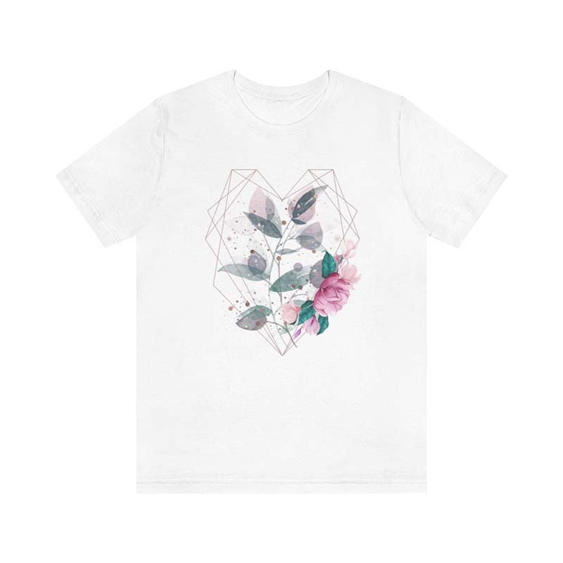 Cute Geometric Heart Flowers T-Shirt