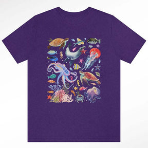 Watercolor Sea Creatures  Marine Life Ocean T-Shirt