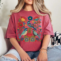 Summer Bird Lover Flower T-Shirt