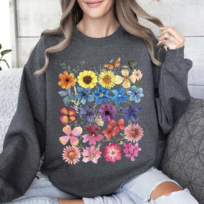 Bright Pressed Flowers Sweatshirt