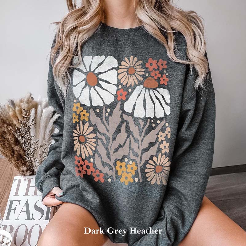 Boho Women Floral Minimalist Sweatshirt