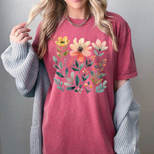 Watercolor Bunch of Flowers Summer T-Shirt