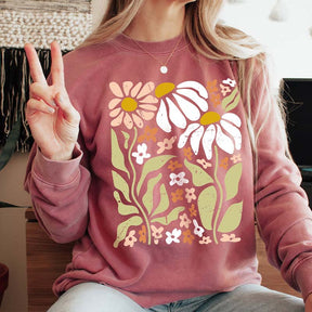 Boho Wildflowers Lover Botanical Sweatshirt