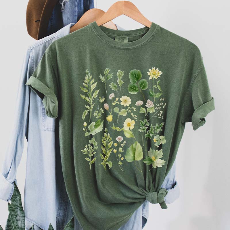 Boho Watercolor Botanical Leaves T-Shirt