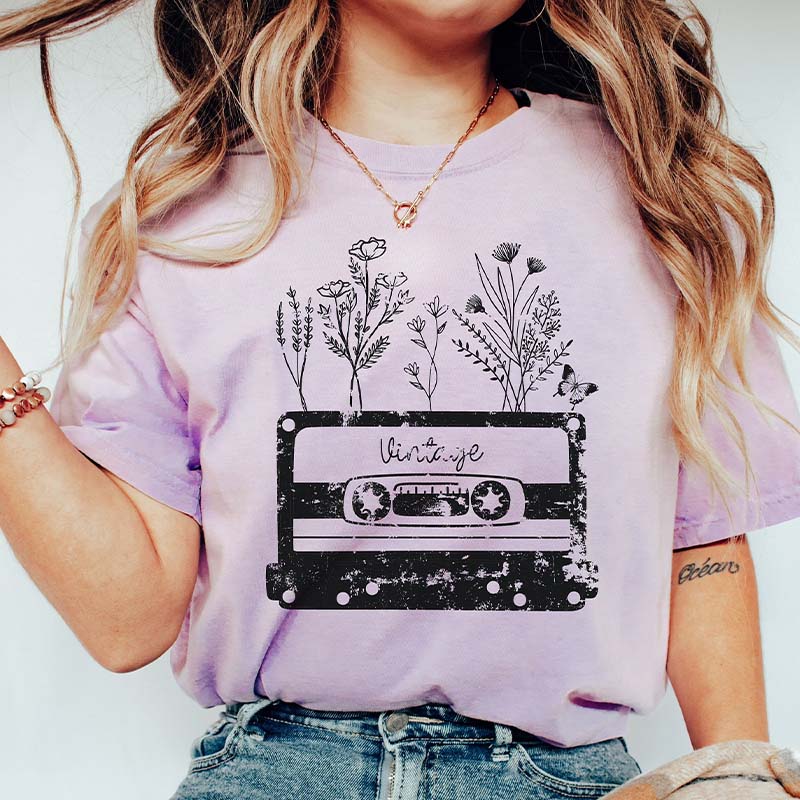 Retro Tape Wildflower Cottagecore Floral T-Shirt