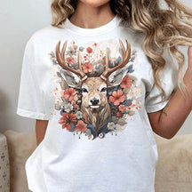 Stag Flower Watercolor Deer T-Shirt