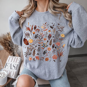 Autumnal Wildflowers Boho Floral Forest Sweatshirt