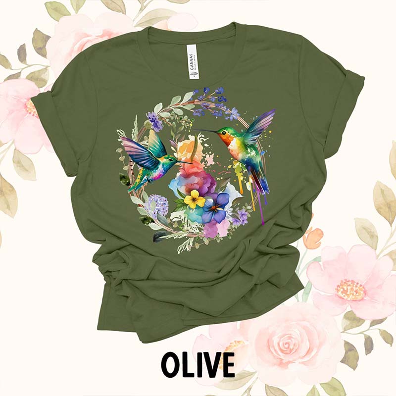 Hummingbird Floral Wreath T-Shirt