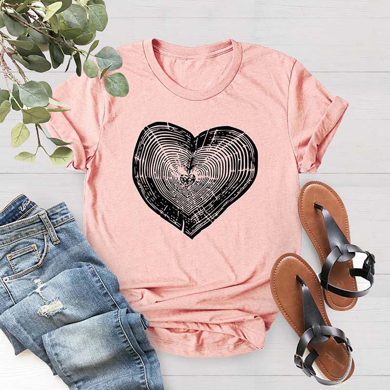 Tree Trunk Heart Wood Slice T-Shirt