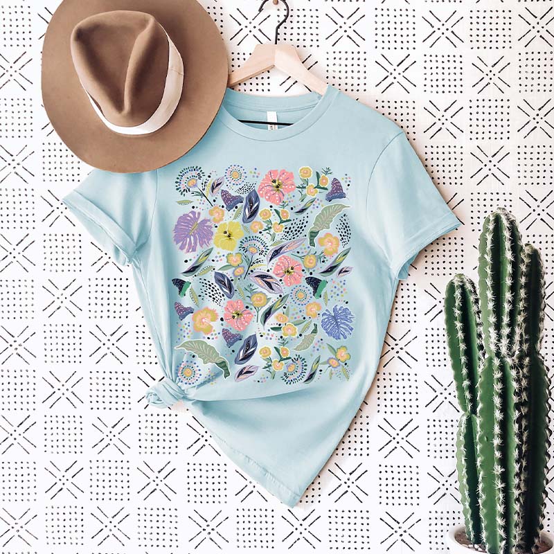 Vintage Botanical Wildflower Leaves T-Shirt