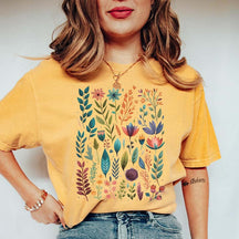 Boho Watercolor Folk Flowers T-Shirt