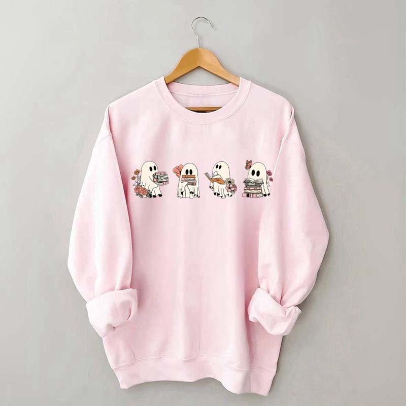 Floral Ghosts Reading Books Sweatshirt