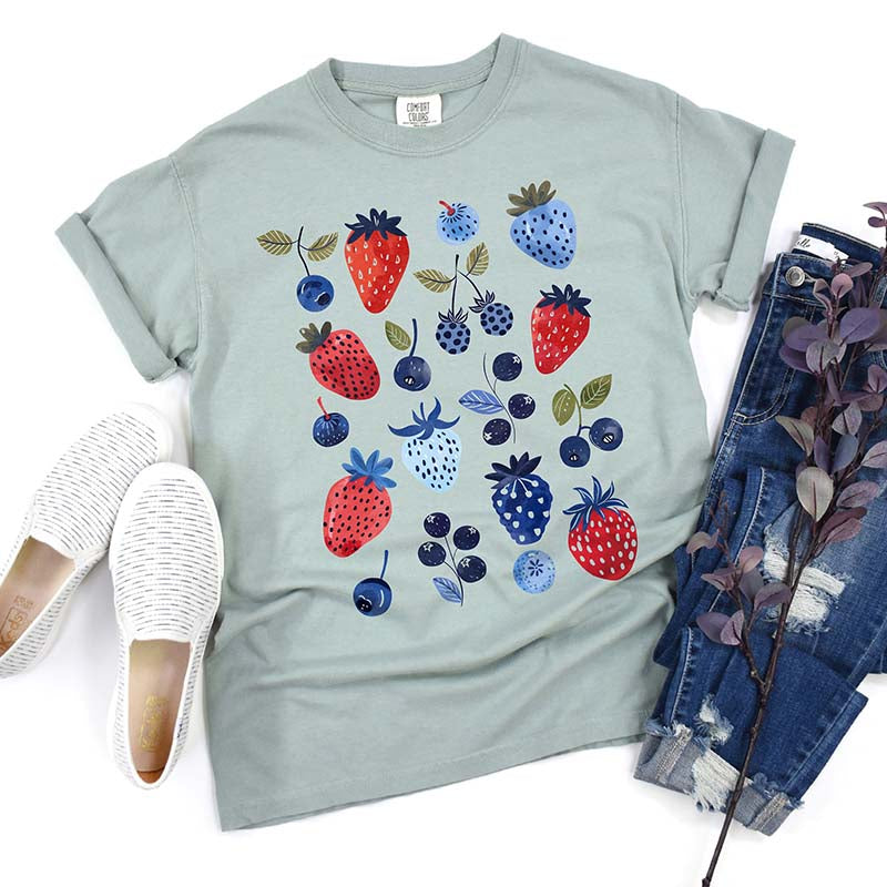 Cute Summer Blueberry Botanical Garden T-Shirt