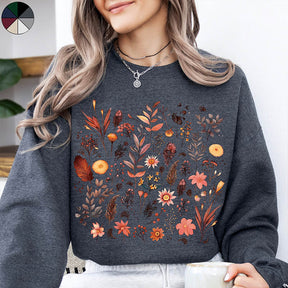 Autumnal Wildflowers Boho Floral Forest Sweatshirt