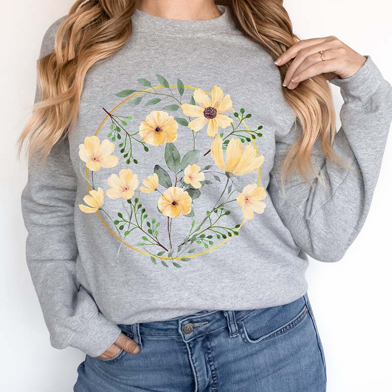 Yellow Wildflower Trendy Floral Sweatshirt