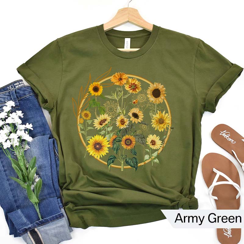Aestheti Sunflower Floral Graphic Gift T-Shirt