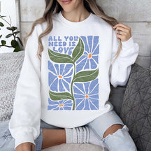 All You Need Is Love Retro Flowers Sweatshirt