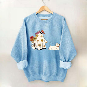 Cute Ghost Walking Dog Sweatshirt